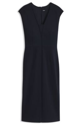 Slim-fit business dress in stretch fabric, Dark Blue