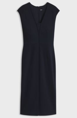 Slim-fit business dress in stretch fabric, Dark Blue