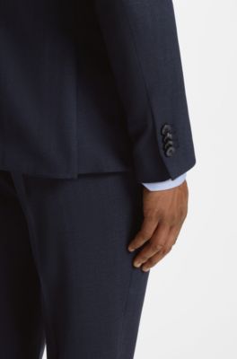Two-piece suit in crease-resistant micro-pattern fabric, Dark Blue