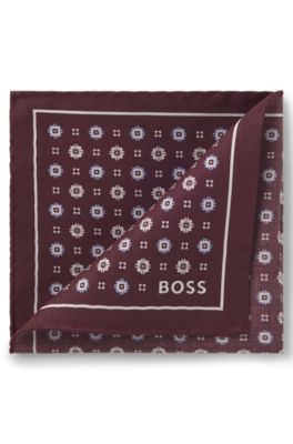 Printed pocket square, Brown