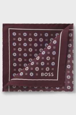 Printed pocket square, Brown