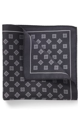 BOSS ONE silk pocket square, Black