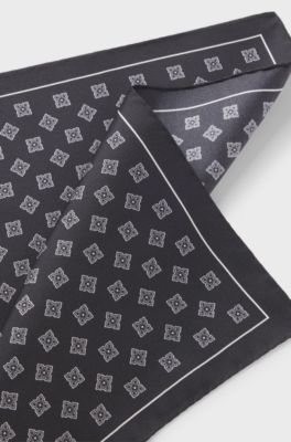 BOSS ONE silk pocket square, Black