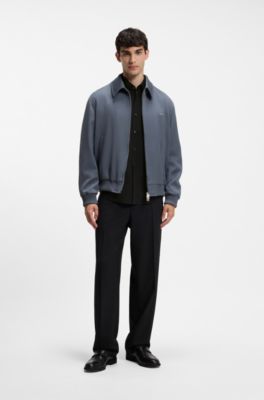 Slim-fit stretch-cotton shirt, Black