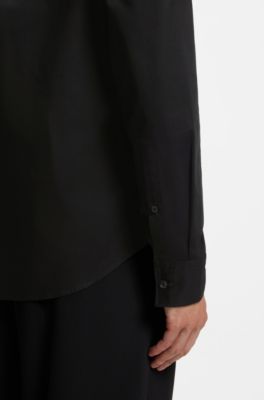 Slim-fit stretch-cotton shirt, Black