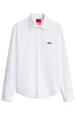 Slim-fit stretch-cotton shirt, White