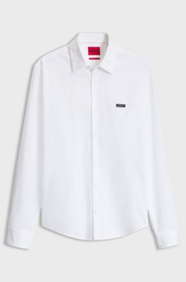 Slim-fit stretch-cotton shirt, White
