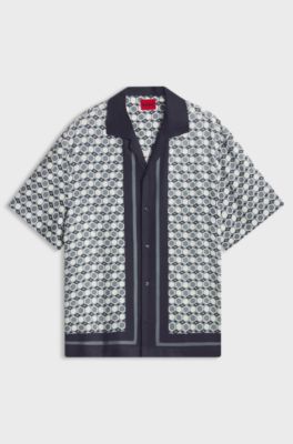 Oversize-fit printed shirt, Grey Patterned