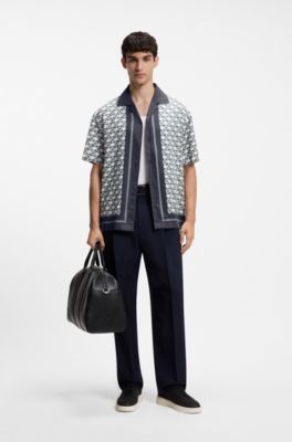 Oversize-fit printed shirt, Grey Patterned