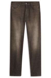 Regular-fit straight-leg jeans with logo patch, Brown
