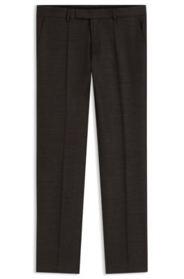 Slim-fit trousers in stretch virgin-wool serge, Brown