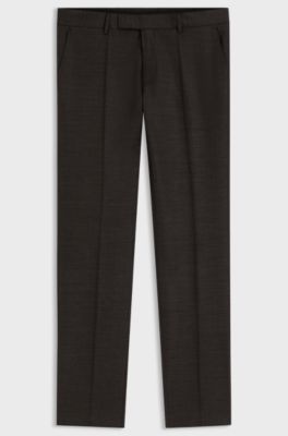 Slim-fit trousers in stretch virgin-wool serge, Brown