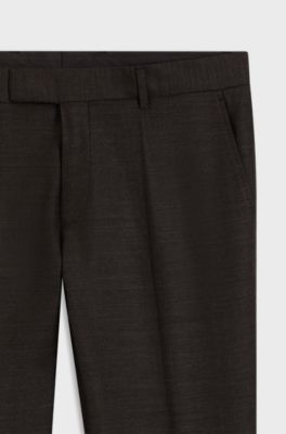 Slim-fit trousers in stretch virgin-wool serge, Brown
