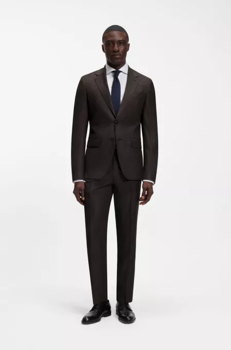 Pantalon Slim en sergé de laine vierge stretch