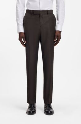 Slim-fit trousers in stretch virgin-wool serge, Brown