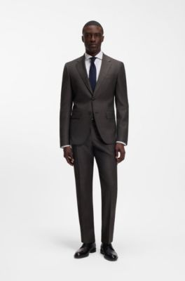 Slim-fit blazer in micro-patterned stretch wool, Brown
