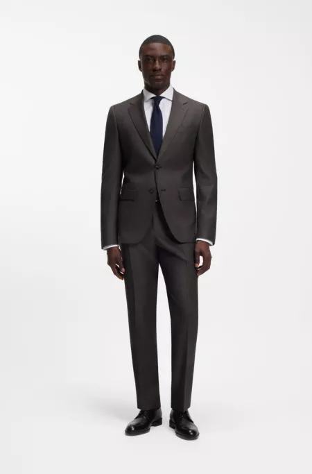 Slim-fit blazer in micro-patterned stretch wool