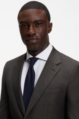 Slim-fit blazer in micro-patterned stretch wool, Brown