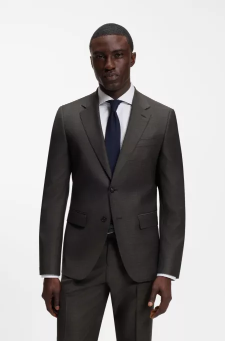Slim-fit blazer in micro-patterned stretch wool
