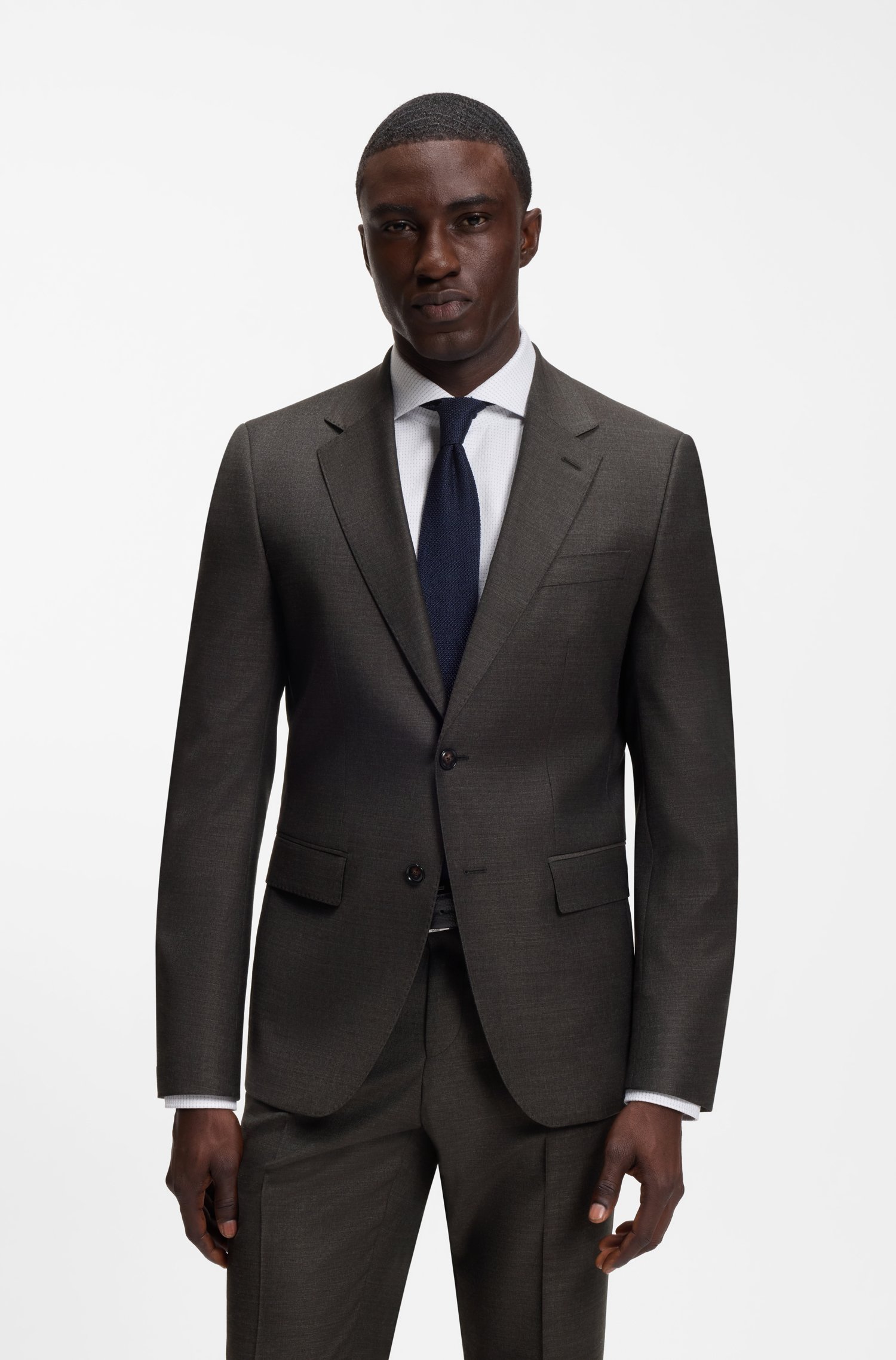 Boss Slim-fit blazer in micro-patterned stretch wool herr