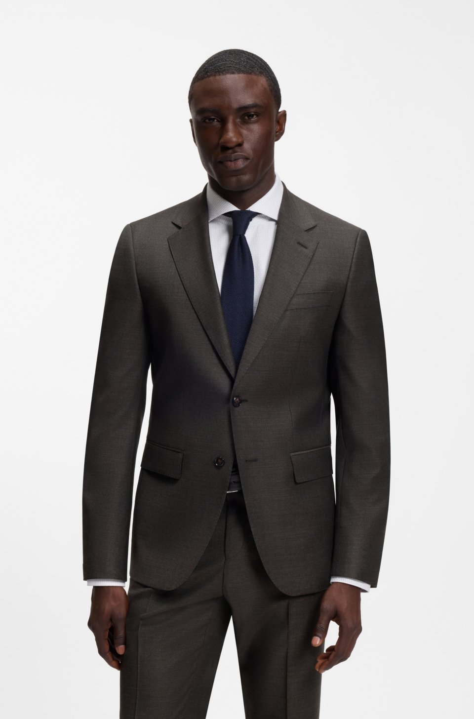Slim-fit blazer in micro-patterned stretch wool