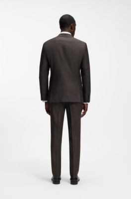 Slim-fit blazer in micro-patterned stretch wool, Brown