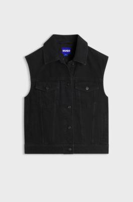 Black-denim gilet, Black