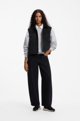 Black-denim gilet, Black