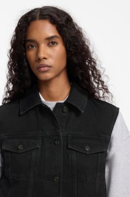 Black-denim gilet, Black