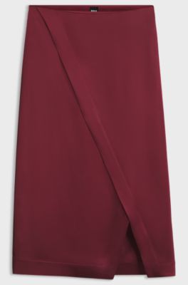 Wrap-front skirt, Dark Red