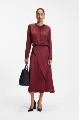 Wrap-front skirt, Dark Red