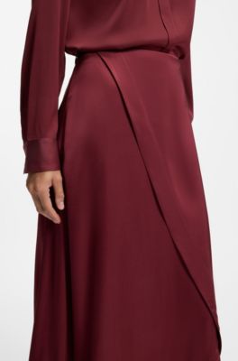 Wrap-front skirt, Dark Red