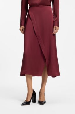 Wrap-front skirt, Dark Red