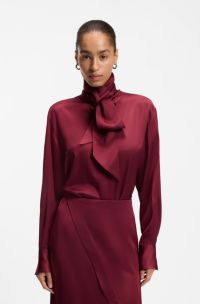 Tie-neck blouse, Dark Red