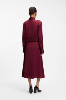 Tie-neck blouse, Dark Red