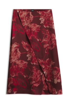 Floral-print skirt, Red Patterned