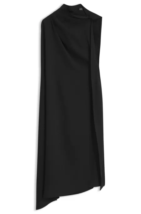 Robe asymétrique en crêpe à encolure drapée