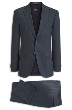 Two-piece suit in micro-patterned stretch fabric