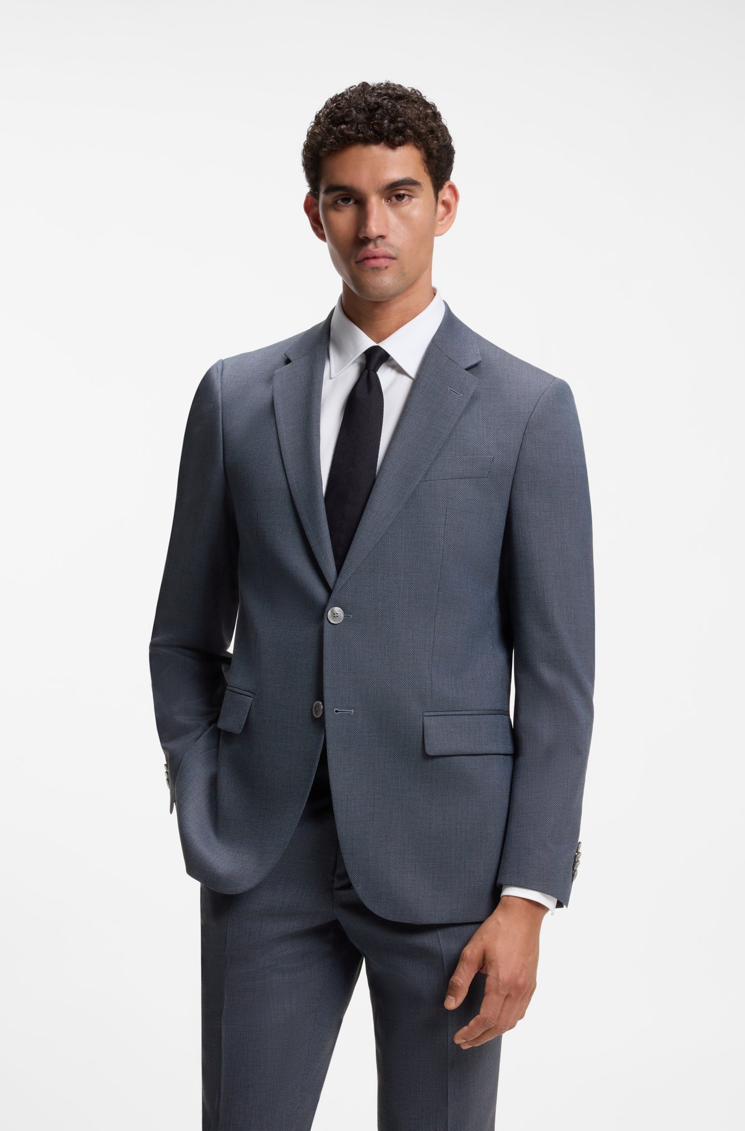 Boss Two-piece suit in micro-patterned stretch fabric kostymer herr – bild 2