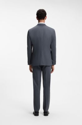 Two-piece suit in micro-patterned stretch fabric, Blue