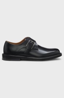 Runway monk shoes in Italian leather, Black