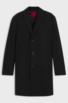 Buttoned coat in a virgin-wool blend, Black