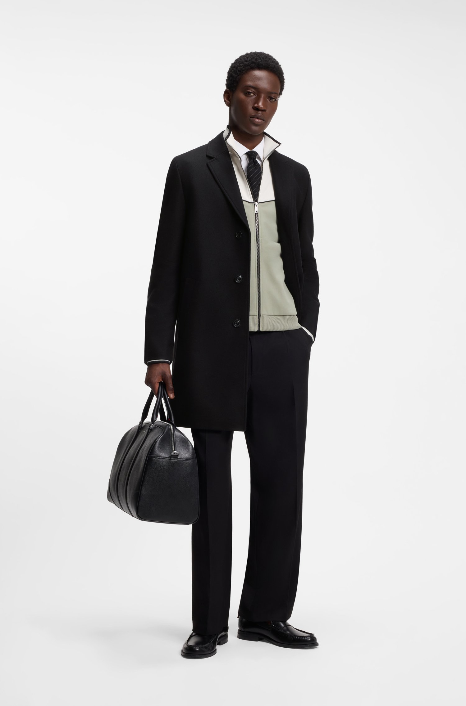 Hugo Buttoned coat in a virgin-wool blend kappor & rockar herr – bild 2