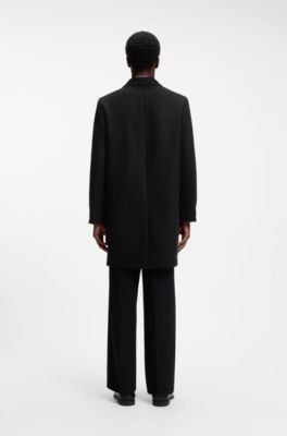 Buttoned coat in a virgin-wool blend, Black
