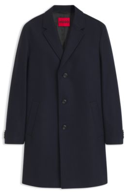 Virgin wool-blend coat with a sharp silhouette, Dark Blue