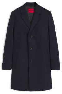 Virgin wool-blend coat with a sharp silhouette, Dark Blue