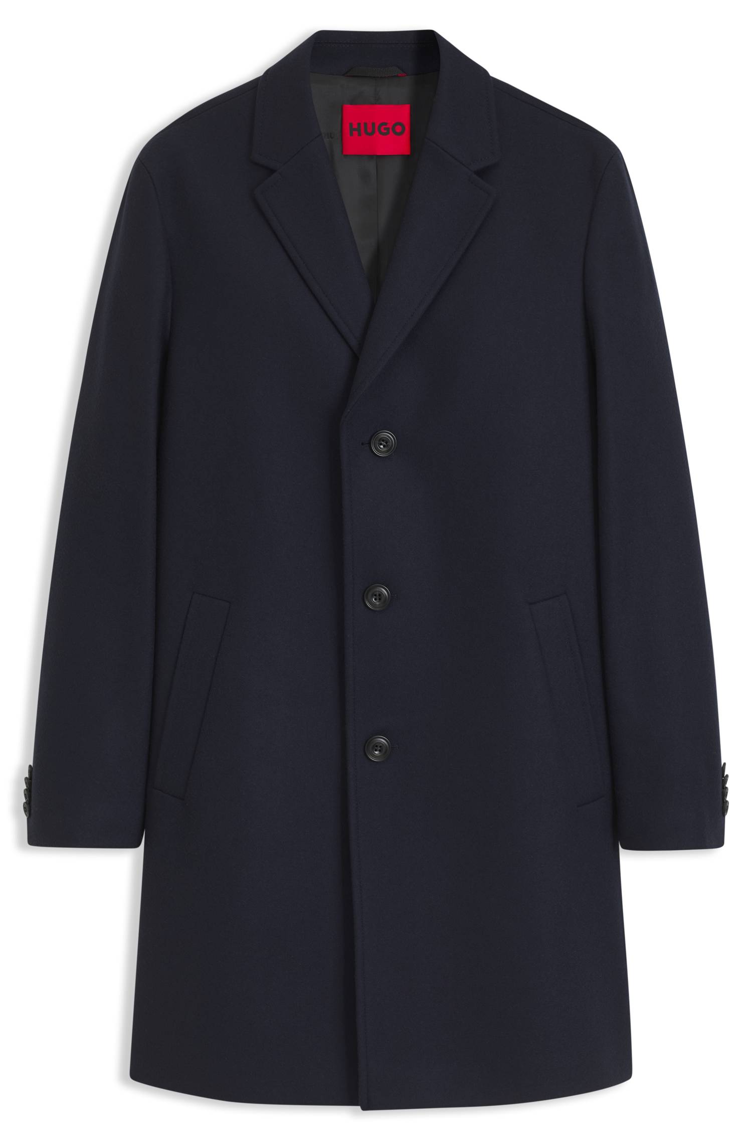 Hugo Buttoned coat in a virgin-wool blend kappor & rockar herr – bild 4