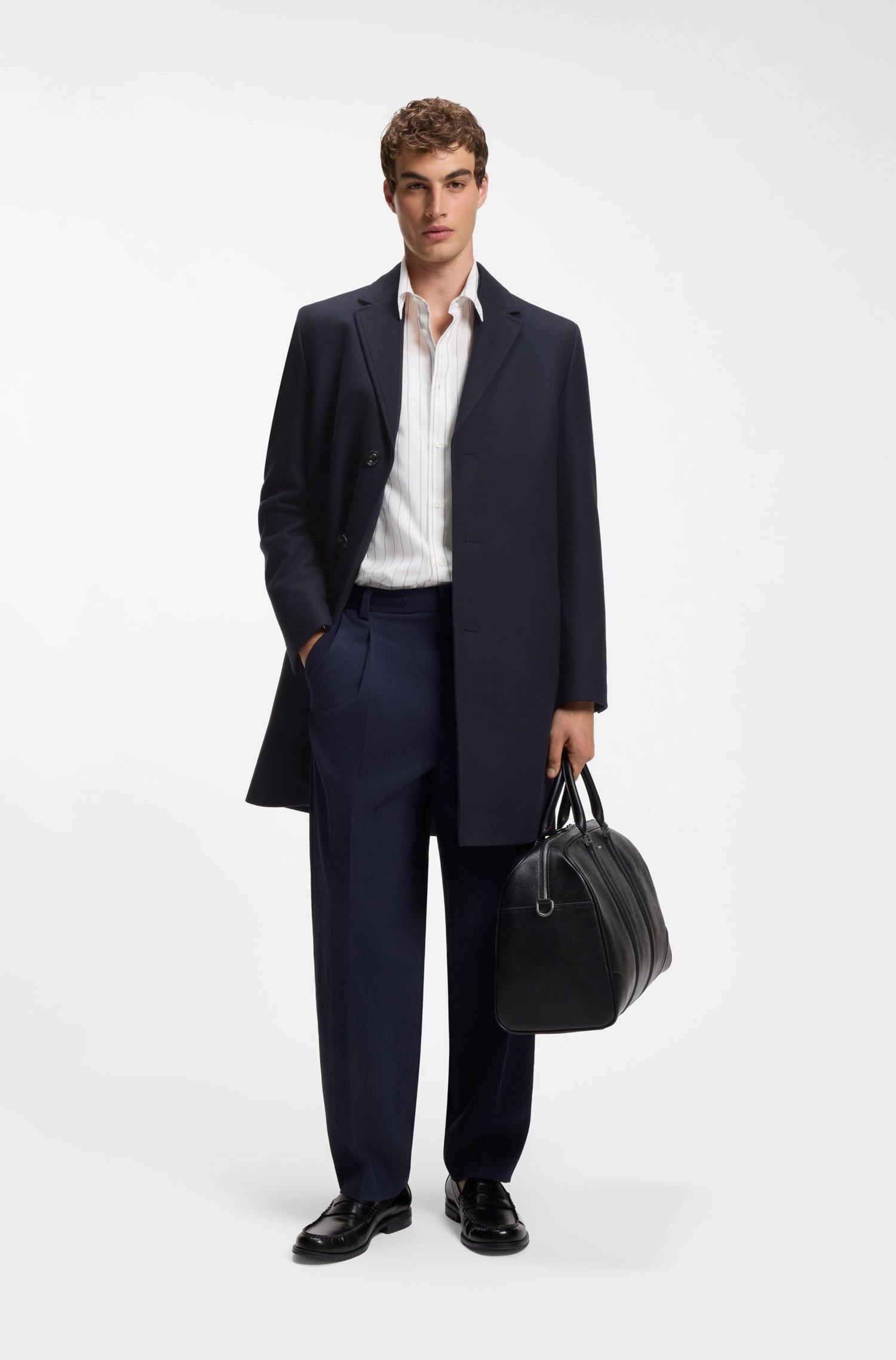 Hugo Buttoned coat in a virgin-wool blend kappor & rockar herr – bild 2