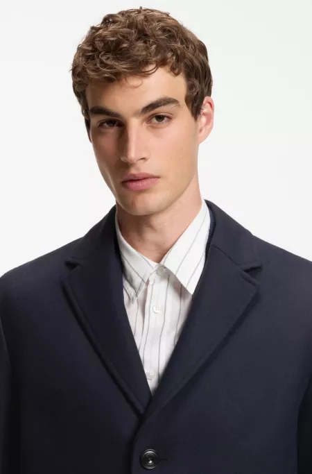 Manteau boutonné en mélange de laine vierge