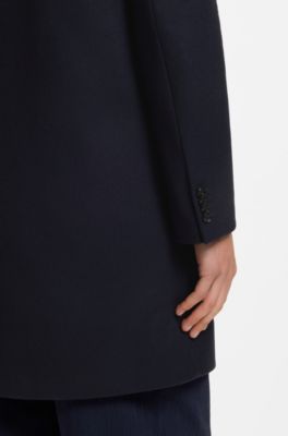 Buttoned coat in a virgin-wool blend, Dark Blue